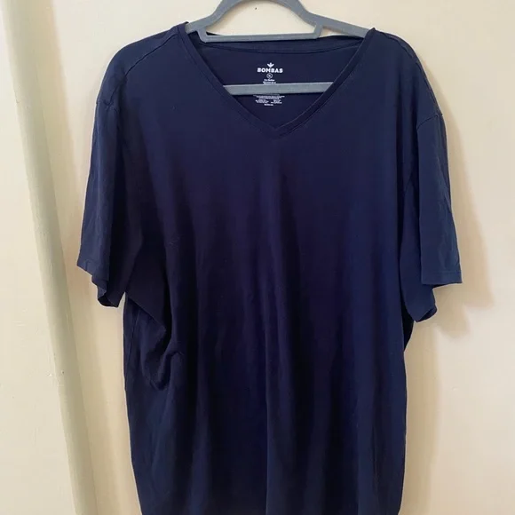 BOMBAS MENS MIDNIGHT NAVY BLUE V-NECK PIMA COTTON T-SHIRT SIZE XL - Picture 2 of 4
